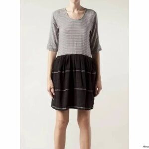 Ace & Jig Rosemary Black Cream Striped Tiered Skirt Mini Dress Size L